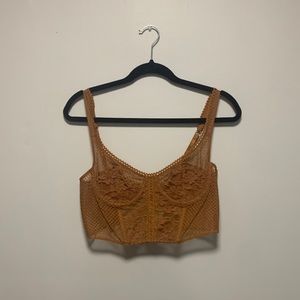 Brown crop top with criss cross back